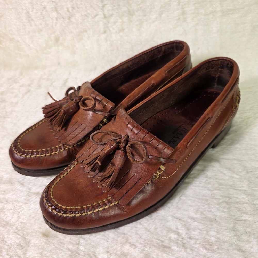 VTG Cole Haan Kiltie Tassel Loafers Brown Leather Handsewn Mens 9.5 M NO WEAR